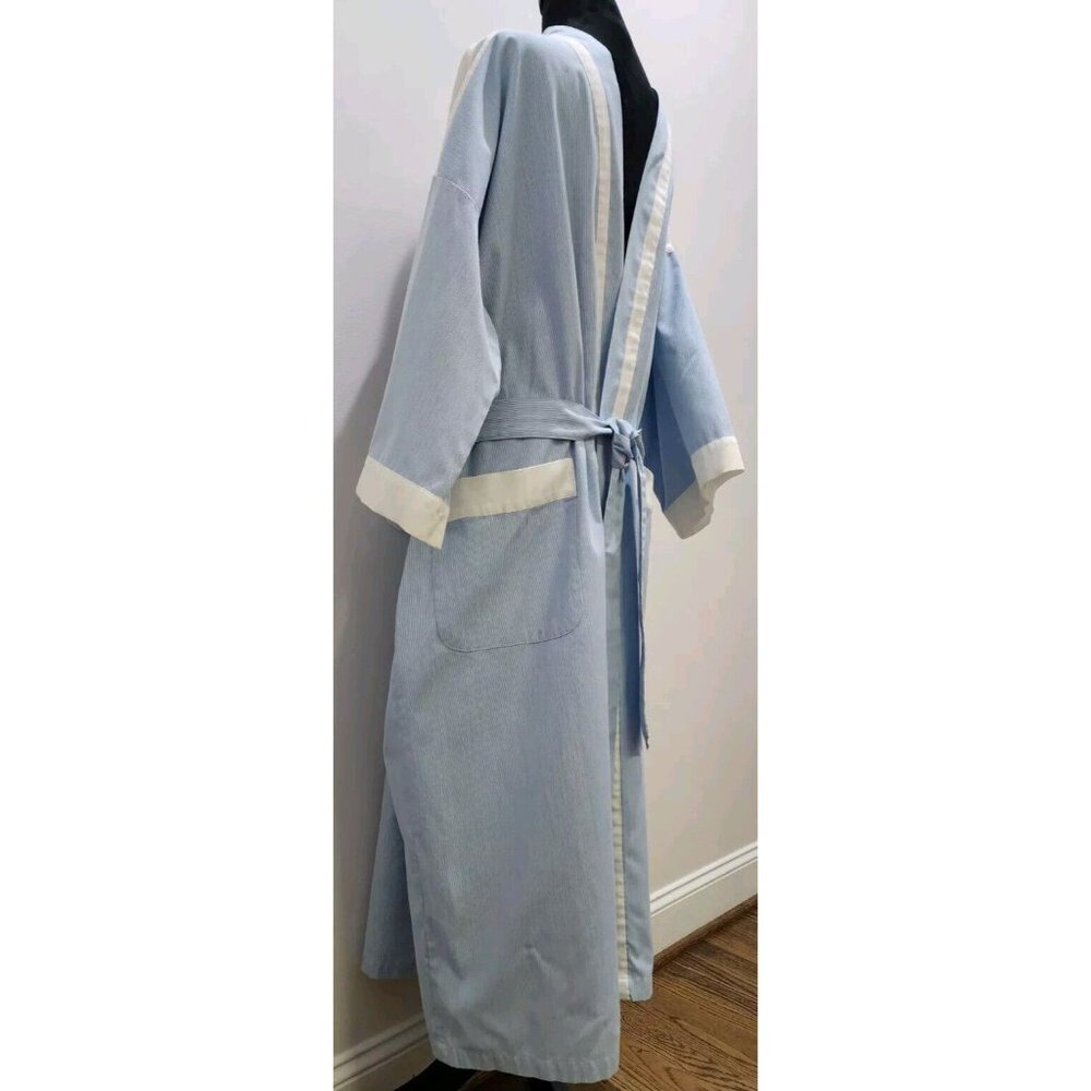 Vintage Bill Blass Gingham Cotton Belted Robe Housecoat One Size Kimono Style - Picture 4 of 7